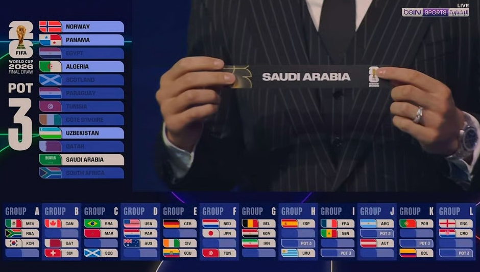 كأس العالم 2026.. القرعة تضع المنتخب السعودي مع إسبانيا والأوروغواي والرأس الأخضر