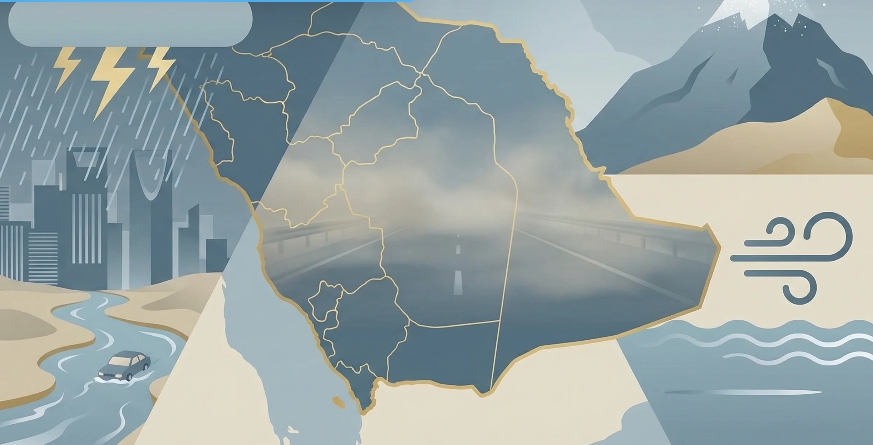 أمطار رعدية غزيرة وسيول على معظم مناطق المملكة الثلاثاء مع احتمال تساقط ثلوج بتبوك