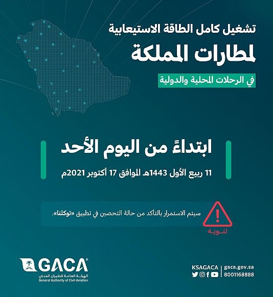 "الطيران المدني": تشغيل كامل الطاقة الاستيعابية لمطارات المملكة "الطيران المدني": تشغيل كامل الطاقة الاستيعابية لمطارات المملكة
