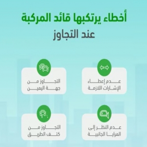 المرور يحذر السائقين من أخطاء خطرة عند تجاوز المركبات
