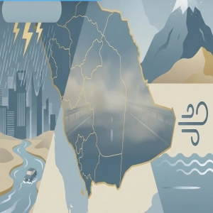 أمطار رعدية غزيرة وسيول على معظم مناطق المملكة الثلاثاء مع احتمال تساقط ثلوج بتبوك